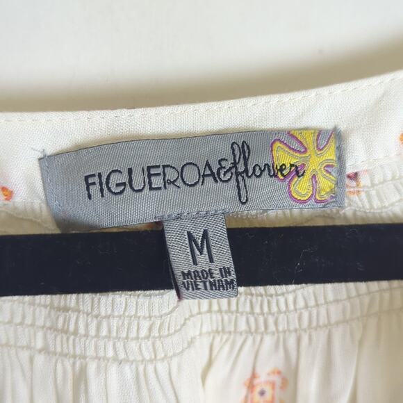 Boho Lightweight Pull Over Top With Crochet Lace Smocked Details Medium - Picture 2 of 10